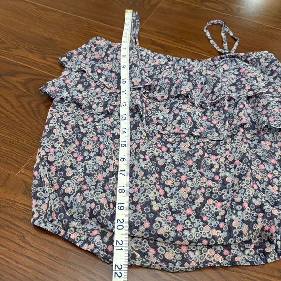 INC Silk Removable Strap Ruffle Tank Floral Top Size 6 Blue Pink Purple White - Picture 9 of 10